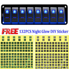 Bs 7671 uk wiring regulations. Car Marine Boat 8 Gang Waterproof Circuit Blue Led Rocker Switch Panel Breaker Ebay