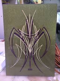 Purple And Ivory Pinstripe On Metal Flake Acrylic Pinstripe Art Pinstriping Designs Art