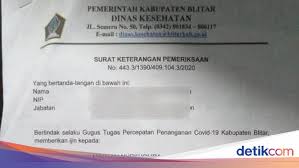 Datang ke dinas kesehatan setempat, rumah sakit, puskesmas atau klinik kesehatan yang menyediakan layanan rapid test/swab test virus. Permohonan Surat Bebas Corona Di Blitar Melonjak Sambut New Normal