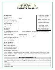 Curriculum vitae ta'aruf affan bin umar, s.kom., m.h. Template Biodata Taaruf Docx Biodata Ta U2019aruf Nama Lengkap Nama Panggilan Agama Islam Tempat Dan Tanggal Lahir Tinggi Badan Dan Berat Badan Golongan Course Hero