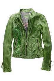 Milestone Leile Col Green Leather Jacket Fashion Jackets