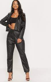 Petite Black Faux Leather Slim Leg Trousers Slim Legs Black Faux Leather Slim Leg Pants