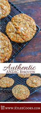 These Authentic Anzac Biscuits Are Fabulous Buttery Chewy Oatmeal Coconut Biscuits That Have A Rich His Anzac Biscuits Coconut Biscuits Dessert Recipes Easy
