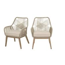 Hampton Bay Haymont Stationary Steel Wicker Outdoor Patio Dining Chair With Beige Cushion 2 Pack Frs80961 2pk The Home Depot Patio Dining Chairs Wicker Patio Chairs Wicker Dining Chairs