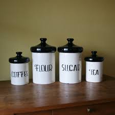 Black And White Ceramic Canisters Vintage Black And White Ceramic Canister Set Holiday Designs Ceramic Kitchen Canisters Kitchen Canisters Black Kitchen Canisters