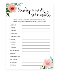 As already said, this free baby shower printable game is available in two colors (pink for girls and blue for boys). Baby Shower Games Printable Word Scramble Animal Baby Shower Games Baby Shower Wording Baby Shower Games
