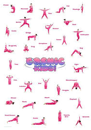 30 Kids Yoga Postures Demonstrated By Jaime From Cosmic Kids Each Clearly Labelled In English Set Around A Cosmi Kids Yoga Poses Childrens Yoga Yoga For Kids