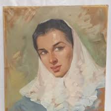 mujer con cántaro obra de federico molina óleo