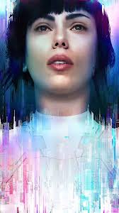 Scarlett johansson stars as a cybernetic cop whose human brain and robotic body blur the line between humanity and. Ghost In The Shell 2017 Phone Wallpaper Moviemania Ghost In The Shell Ghost Movie Poster Art