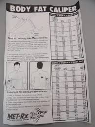 Details About Wholesale 50 Met Rx 180 Body Fat Caliper Measure Chart Tester Caliper Analyze
