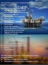 Berikut merupakan iklan jawatan kosong bagi sektor swasta yang ditawarkan oleh executive offshore. Job Malaysia Kerja Kosong Offshore Dalam Bidang Oil And Gas Facebook