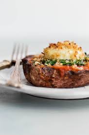 Stuffed Portobello Mushrooms With Crispy Goat Cheese A Beautiful Plate Recipe Stuffed Mushrooms Cooking Light Diet Vegetarian