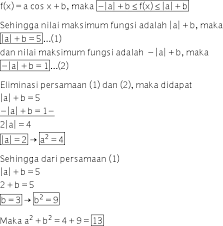 Misalkan $c$ adalah anggota dari domain asal fungsi $f$. Https Roboguru Ruangguru Com Question Jika Nilai Maksimum Dan Nilai Minimum Fungsi F X A Cos X Qu Roboguru 39761