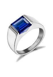Jewelrypalace Men S 3 4ct Square Created Blue Sapphire 925 Sterling Silver Ring Jewelry Collection Rings For Men Men S Jewelry Rings Silver Rings With Stones