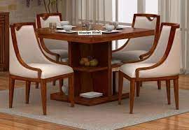 Bolton 4 Seater Dinning Set Honey Finish 4 Seater Dining Table Wooden Dining Table Set Dining Table Design