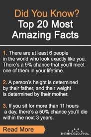 Did You Know Top 20 Most Amazing Facts 2020 Psychology Fun Facts Psychology Facts Wow Facts