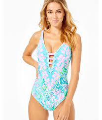 Jaspen One Piece Swimsuit In Blue Ibiza Aqua La Vista Swim Engineered One Piece Lilly Pulitzer One Piece Swimsuits One Piece Swimsuit