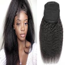 In order to make this hairstyle happen, you'll need to follow the instructions. Yaki Brazilian Human Hair Kinky Straight Ponytail Puff Hair Black Women Surprisehair