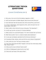 Perhaps it was the unique r. Literature Quiz Questions Trivia Champ
