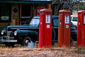 Antique Car And Gas Pumps At Old Service Station Service Station Gas Pumps Antique Cars