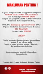Hakcipta � webmaster pejabat daerah tuaran 2020. Jabatan Penerangan Sabah On Twitter Makluman Penting Kepada Warga Tuaran Yang Pernah Mengikuti Kempen Pilihan Raya Negeri Sabah Dan Mempunyai Kontak Rapat Dengan Kes Yang Disahkan Positif Covid 19 Berikutan Dari