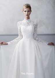 Royal Wedding Look Wedding Dress With High Neckline And Sleeves Decorated With Cord Lace Modest Wedding Dresses Wedding Dress Long Sleeve Classic Wedding Dress