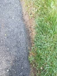 Custom curved edges decorated around blacktop driveway. Can T Edge With Edger The Lawn Forum