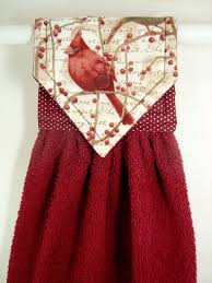 Cardinal Hanging Hand Towel Cardinal Kitchen Towel Handmade Holiday Hand Towel Cardinals Decor Dark Red Kitchen Decor Christmas Gift Towel Crafts Holiday Hand Towels Towel Dress