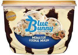 peanut butter ice cream fudge ribbon monster cookie dough pieces monster cookies ice cream flavors blue bunny ice cream