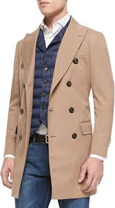 Men's pea coat double breasted wool blend. Brunello Cucinelli Nylon Double Breasted Trench Coat Camel 2 345 Bergdorf Goodman Lookastic