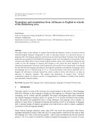 Pdf Transitions And Translations From Afrikaans To English In Schools Of The Helderberg Area