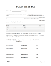 free trailer bill of sale form pdf word