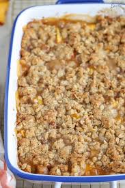 This peach cobbler recipe can be jazzed up by adding blackberries, raspberries or cherries for color, sliced almonds and almond extract for taste or pure maple syrup for sweetness. Easy Homemade Peach Crisp Celebrating Sweets