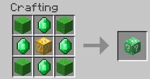 Lucky block mod 1.17.1/1.16.5 adds just one block, yet over one hundred possibilities to minecraft. Emerald Lucky Block Mod 1 8 9 Block Of Pure Epicness 9minecraft Net Block Craft Crafts Crafting Recipes