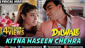 Kitna Haseen Chehra Full Lyrical Video Song Dilwale Ajay Devgan Raveena Tandon Kumar Sanu Youtube