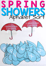 April Showers Bring May Flowers Use Those Spring Showers To Work On Differentiating Alphabet Sort Language Activities Preschool Literacy Activities Preschool