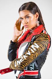 Azalea Wang Animal Print Graffiti Text Studded Belted Faux Leather Moto Jacket In Black Zebra