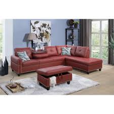 Shop our variety of sectional sofas, couches, sofa beds and other customizable options on ikea.ca. Sectional Sofa Set W Drop Down Table Right Facing Red Leather 9915b Overstock 33876495