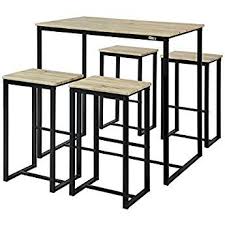 sobuy ogt11 n set de 1 table 4 tabourets ensemble table de bar bistrot 4 tabourets avec repose pieds table mange table haute cuisine table haute table bar