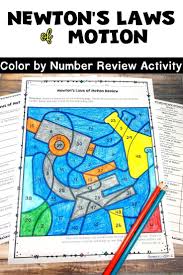 Newton S Laws Of Motion Review And Reinforce Force And Motion With This Self Correcting Color By Number Newtons Laws Of Motion Review Activities Newtons Laws