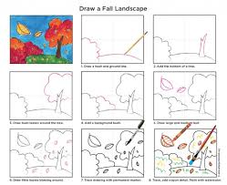 How To Draw A Fall Tree Art Projects For Kids Landscape Drawing For Kids Fall Art Projects Kids Art Projects