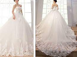New Appliques Ball Gown Elegant Wedding Dresses Bridal Gowns Custom Long Tail