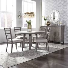 Streamlined and modern, this round dining table brings a splash of scandinavian style to your entertainment ensemble. Modern Farmhouse Round Table 5 Piece Dining Set In Dusty Charcoal Finish By Liberty Furniture 406 Dr 5ros