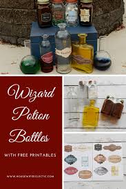 These harry potter potion bottle printable labels are the perfect decoration for any halloween or harry potter party! Wizard Potion Bottles With Free Printable Labels Housewife Eclectic