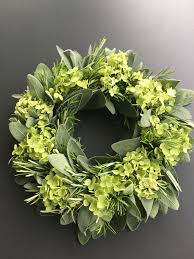 kranz aus salbei rosmarin und hortensien deko exotische pflanzen blumen