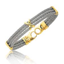 Vous recherchez un bracelet en or pour homme ? Bracelet Homme Cable Acier Et Or Axelle 6254gm