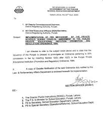 Punjab Education Department Ped Private School Fees 20 Discount Notification Private School School Fees Education