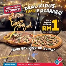 Get rm1 regular pizza with purchase of cheese tarik crust pizza. çœé'±kaki è´­ä¹°domino S Cheddar Cheese Tarik Facebook