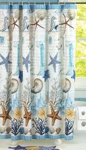 Beach Theme Shower Curtain W Starfish Seahorses Seashells Nautical Bath Decor Home Design Design Trends