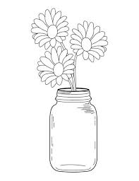 A collection of drawing made in 5 minutes. Mason Jar Daisy Bouquet Coloring Page In 2021 Coloring Pages Mini Drawings Flower Drawing